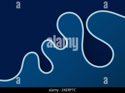 Abstract blue wavy pattern design of minimal stripe template. Design of simple wavy with shadow background. Vector Stock Vector