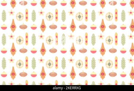 wrapping paper pattern christmas new year toys retro ornaments Stock Photo