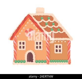 Gingerbread house semi flat color vector object Stock Vector