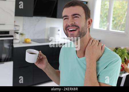 Man taking a pause with coffee cup Stock Photo