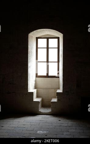 window alcove in castello carlo V, lecce, puglia, italy Stock Photo