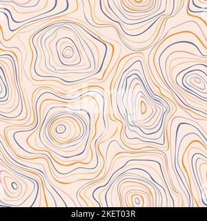 Seamless pattern from abstract color concentric stains liquid texture. Creative aesthetic background with stripes blots. Free design wavy stripes curved vector illustration. Stock Vector