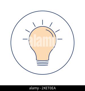Creative and full of new ideas concept with abstract shinig light bulb icon. Finding a solution and cretive insight start up symbol vector illustration. Stock Vector