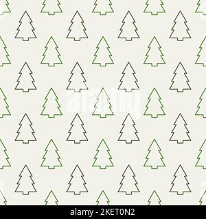 Christmas trees line shapes seamless pattern. Vector illustration. Stock Vector