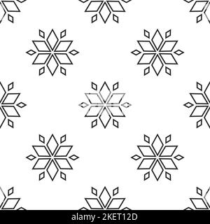 Crystal snowflakes geometric seamless pattern. Simple winter snowflake wallpaper design. Vector illustration. Stock Vector
