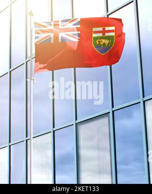 Flag of Manitoba on a flagpole Stock Photo