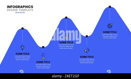 Infographic template with icons and 5 options or steps. Can be used for workflow layout, diagram, banner, webdesign. Vector illustration Stock Vector