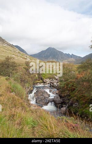 Cir Mhor rising above Glen Rosa and Glenrosa Water the Isle of Arran North Ayrshire Scotland Stock Photo