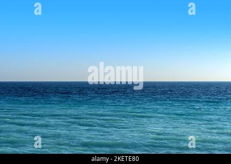 turquoise blue sea and gradient light blue sky background Stock Photo
