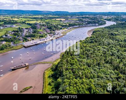 Aerial view of the river Moy at Ballina in County Mayo - Republic of Ireland. Stock Photo