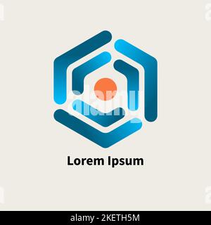 Technology logo, techno icon, hexagon. Hexagonal shape, business pictogram Stock Vector