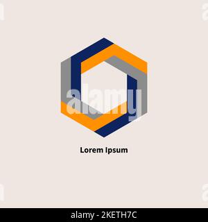 Hexagon logo, hexagonal icon for business. Design element, production concept, technological symbol Stock Vector