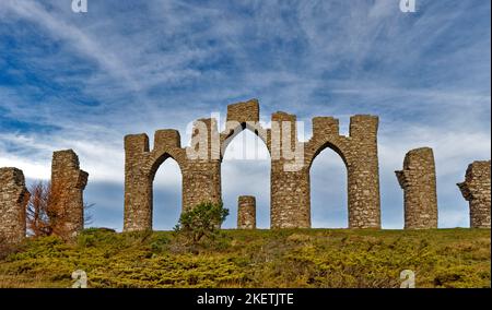 Fyrish Monument Alness Scotland blue sky over the impressive structure in autumn Stock Photo