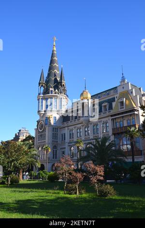 Former National Bank Building On Europe Square, Batumi, Georgia. Stock Photo