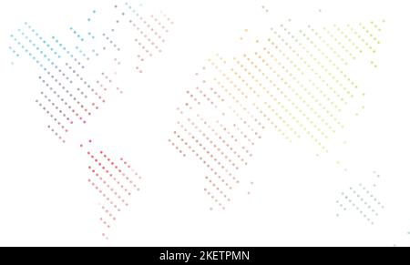 Dotted map of World. Colorful halftone design. Simple flat vector illustration. Stock Vector