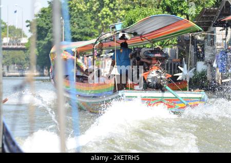 Bangkok longtail boat canal colorfull water river asian culture Stock Photo