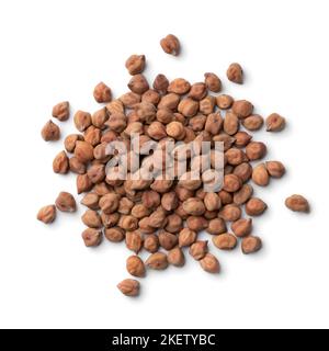 Heap of brown chickpeas, Kala Chana, close up  isolated on white background Stock Photo