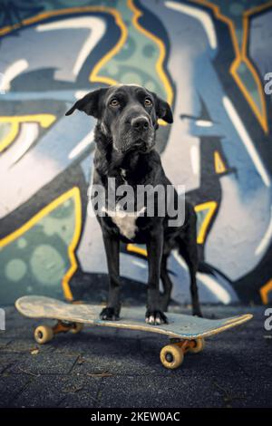 American-Pit-Bull-Terrier-Shar-Pei-Great Dane-Mongrel Stock Photo