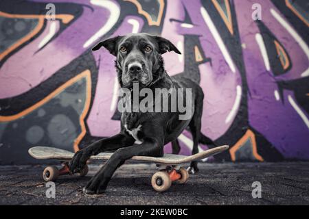 American-Pit-Bull-Terrier-Shar-Pei-Great Dane-Mongrel Stock Photo