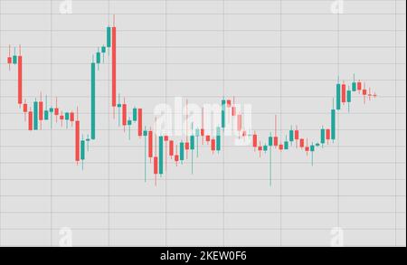 Stock candlestick chart of rising and falling stock prices on a light background, vector image Stock Vector