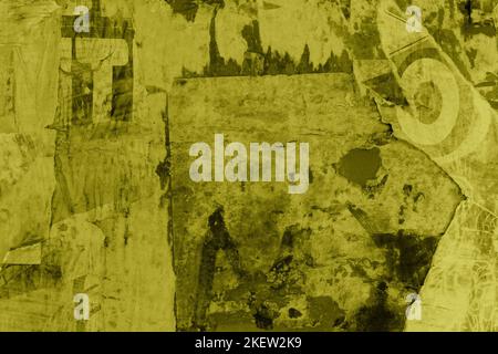 Grunge background torn paper posters and stickers. Dirty texture yellow tint. Stock Photo