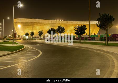 The 80,000-seats Lusail Stadium night view - It is here that the FIFA World Cup Qatar 2022 final will be staged Stock Photo