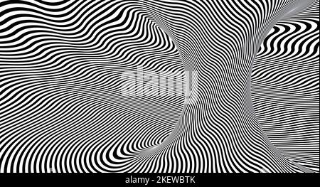 geometric abstract background with curved black and white stripes. 3d render Stock Photo