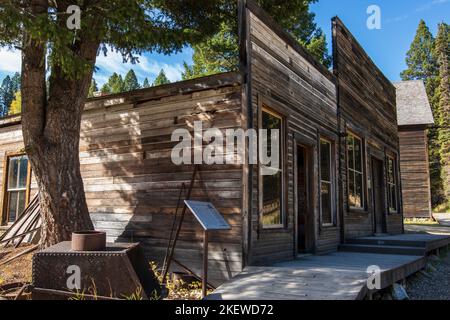 An entire ghost town- Garnet- remains intact atop the Garnet Mountain Range near Missoula, Montana taking a visitor back in time to the 19th Century. Stock Photo