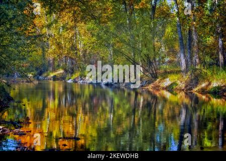 Traveler's Rest State Park, near Missoula, Montana is the only campsite in the nation confirmed to be a stop by the famous Lewis and Clark expedition. Stock Photo