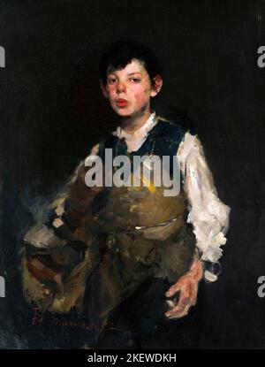 The Whistling Boy by the American artist, Frank Duveneck (1848-1919), oil on canvas, 1872 Stock Photo