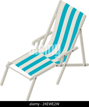Beach chair icon isometric vector. New classic empty striped beach lounger icon. Summer holiday concept Stock Vector