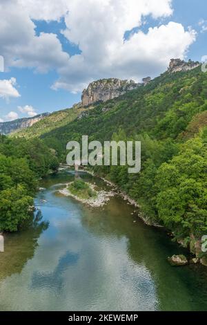 Gorges du Tarn in Cevennes National Park. Le Rozier, massif central, France. Stock Photo