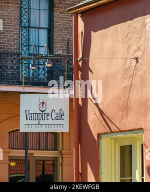 NEW ORLEANS, LA, USA - JANUARY 13, 2021: The New Orleans Vampire Cafe on Royal Street in the French Quarter Stock Photo