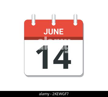 June 14th calendar icon vector. Concept of schedule, business and tasks Stock Vector