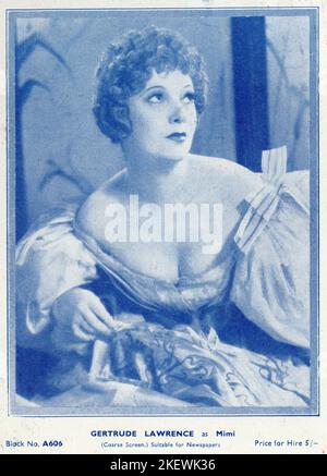 GERTRUDE LAWRENCE as Mimi in MIMI 1935 director PAUL L. STEIN adapted from the novel La Vie de Boheme by Henri Murger music and lyrics by Puccini costume design Doris Zinkeisen Associated British Picture Corporation (ABPC) / British International Pictures / Wardour Films Stock Photo