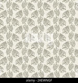 Cute safari exotic foliage pattern for babies room decor. Seamless leaf green textured gender neutral print design. Stock Photo