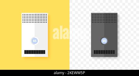 Air purifier. Sterilization of air. Antibacterial sterilizer. Solid particle and bacterial filter. Trendy design. Vector illustration Stock Vector