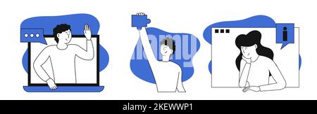 App development set business vector illustration concept. Application web technology and development interface website. Digital programming and networ Stock Vector