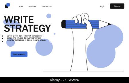 Write strategy and concept of creating, marketing and sharing of digital content vector illustration concept. Content marketing advertising and creati Stock Vector