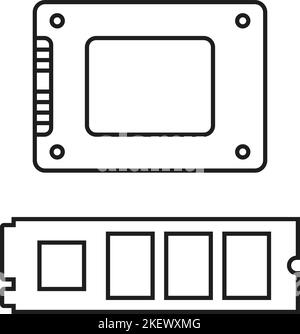 two different thin line models of ssd Stock Vector