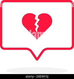 broken heart like thin red instant message Stock Vector