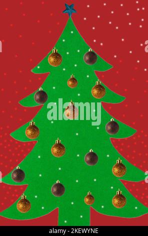 Christmas tree with decorations, creative holiday concept Stock Photo