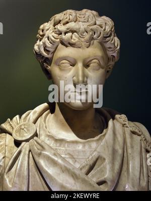 Head of Young Marcus Aurelius ( Marcus Aurelius Antoninus Augustus ) was Roman Emperor from 161 to 180. Italy Italian second century A.D. Stock Photo