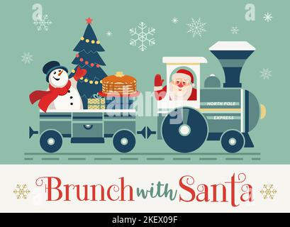 Brunch with Santa Festive Holiday fancy poster Stock Vector