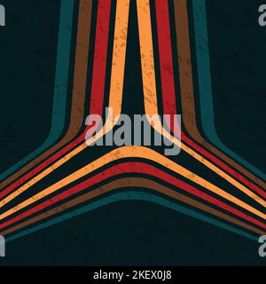 Retro fun colors lines trio pattern Stock Vector