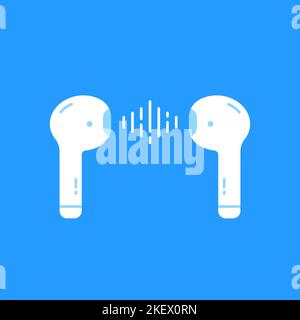 wireless earbuds isolated on blue Stock Vector