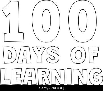 100th Day Of School Learning Isolated Coloring  Stock Vector