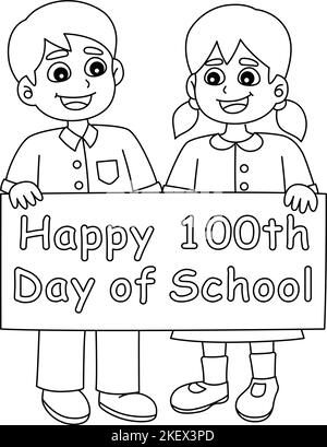 Happy 100th Day Of School Student Isolated  Stock Vector