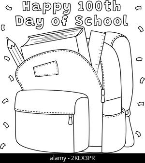 100th Day Of School Bag Coloring Page Illustration Stock Vector Image ...