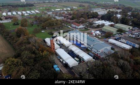 A view of the Manston immigration short-term holding facility located at the former Defence Fire Training and Development Centre in Thanet, Kent. Picture date: Monday November 14, 2022. Stock Photo